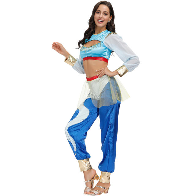 Aladdin Magic Lamp Jasmine Princess Suit Halloween Cos Costume PQMR4534