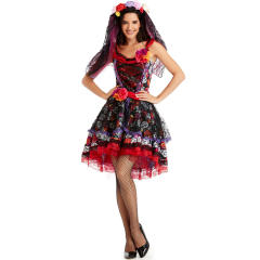 Halloween Skull Ghost Bride Costume Cosplay Vampire Dress Masquerade Uniform PQMR3361