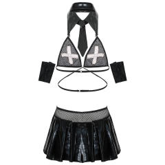 Women Sexy Nurse Lingerie Hollow Suit Secretary Outfit Sexy Bikini Costume PQMR8602