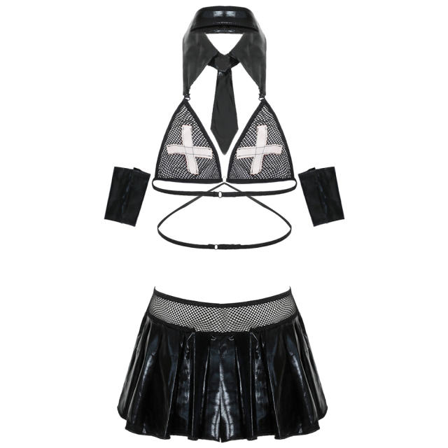 Women Sexy Nurse Lingerie Hollow Suit Secretary Outfit Sexy Bikini Costume PQMR8602