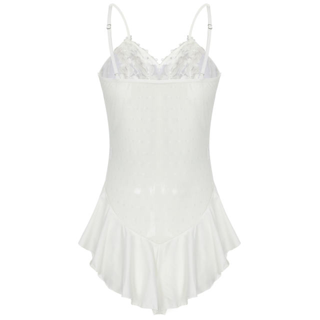 Plus Size Women Babydoll Polka Dot Sexy Lingerie Ladies Lace Pajamas PQMR6881A