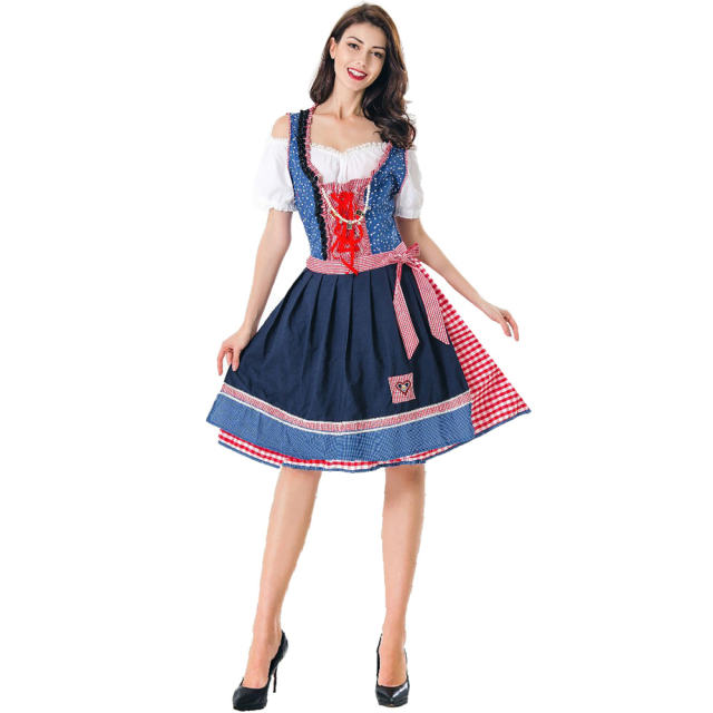 German Gavarian Dress Oktoberfest Costume October Folk Dance Uniform PQMR8165