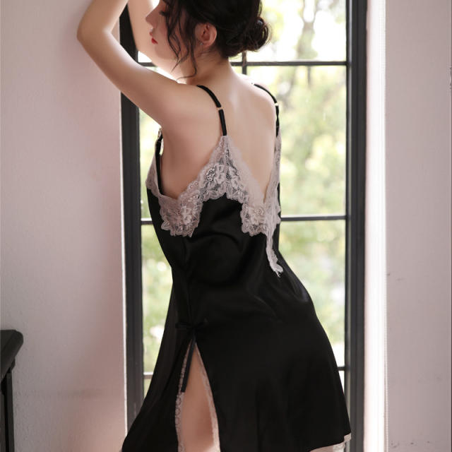 Sexy Spaghetti Strap Nightdress Lace Temptation Sexy Short Babydoll Lingerie PQAR5126A