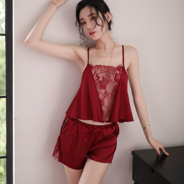 Women Spaghetti Sraps Pajamas Lace Sexy Lingerie Sets PQAR5131C