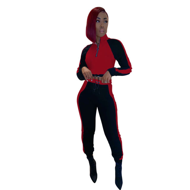 Long Sleeve Tracksuits For Women Stitching Sports Leisure Suit PQCM769A