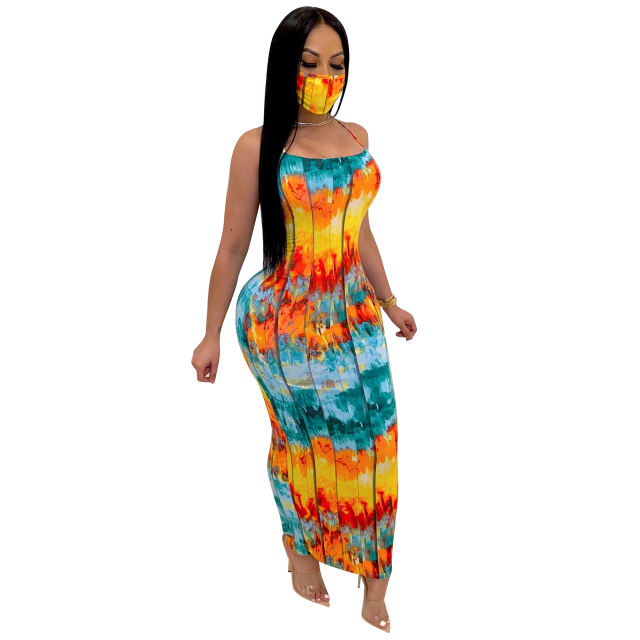 Tie-dyed Fashion Dress Summer Printed Maxi Dresses for Women PQCM766C