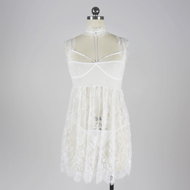 Plus Size Valentine Sleepshirts Sexy V-neck Eyelash Lace Babydoll Lingerie PQBS056