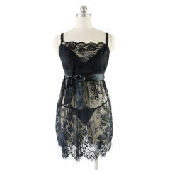 Plus Size Nightgown Sexy Transparent Lace Sleepshirts Pajamas PQBS316
