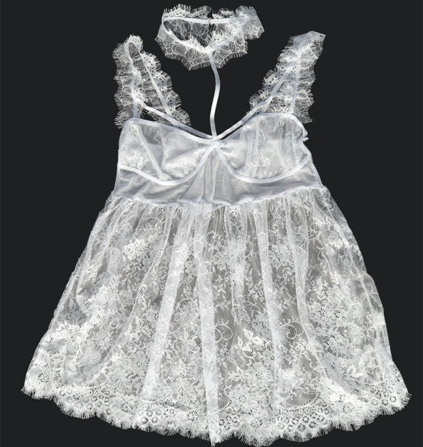 Plus Size Valentine Sleepshirts Sexy V-neck Eyelash Lace Babydoll Lingerie PQBS056