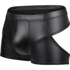 Low Waist Sexy Patent Leather Panties Faux Leather Men Boxer Shorts PQA4-51B