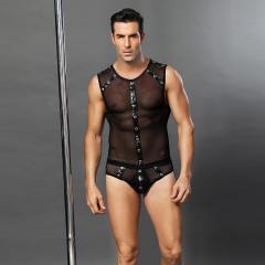 Sexy Men's Mesh Vest Fetish Underwear Pole Dance Cosplay Uniform PQ6621