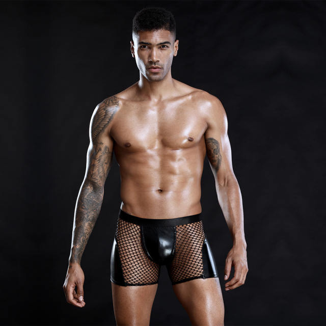 Men's Sexy Underwear Big Mesh U-convex Boxer Briefs Shorts PQ7266 ML-06