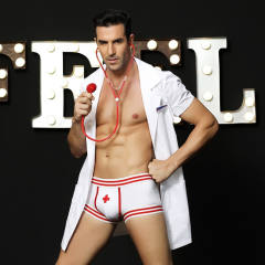 Sexy Underwear Men White Coat Nurse Doctor Suit Temptation Uniform PQ6602