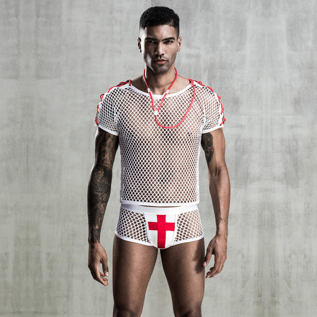 Sexy Doctor Costume For Men Gay Underwear Night Club Nurse Cosplay Uniform PQ7212