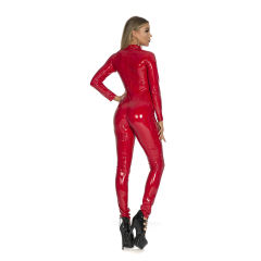 PU Patent Leather Zipper Catsuit Sexy PVC Jumpsuit For Women PQ6783B