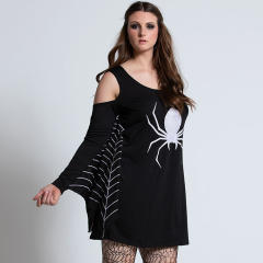 Halloween Dress Up Costume Party Spider Web Print Performance Dress PQ22852