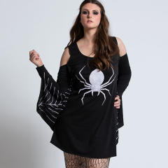 Halloween Dress Up Costume Party Spider Web Print Performance Dress PQ22852