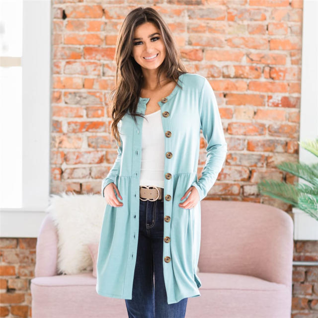Women Sweater V-neck Casual Dress Winter Long Sleeve Cardigan PQLQ024B