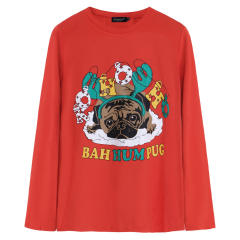 Crew Neck T-shirt Long Sleeve Party Tops Christmas Printing Sweater PQ22913B