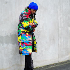 Camouflage Printing Quilted Jacket Dyeing Long Down Jacket PQUJ4554