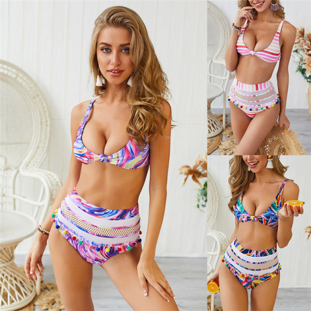 Striped Printed Beachwear Padded Bikinis Women Designer Swimwear PQ19018
