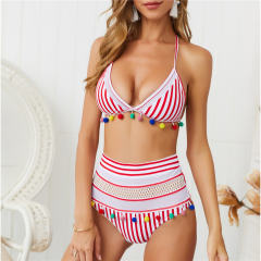 Tassel Beach Wear Mesh High Waist Designer Swimwear Fishnet Swimsuits PQ19001C