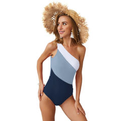 Contrast Color Swimwear Wholesale One Piece Beachwear One Shoulder Monokini PQ19005