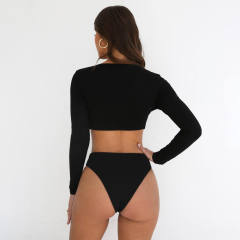 Women Vintage Swimwear Sexy Monokinis Long Sleeve One Piece Swimsuits PQ9049C