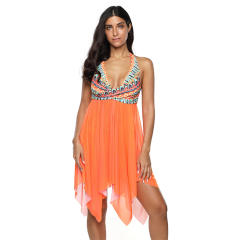 Women Plus Size Beach Dresses V-neck 4XL Mesh Cover-ups PQ2020A