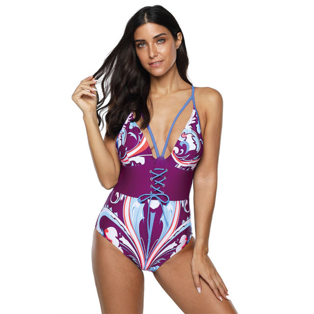 Plus Size Monokini Women Tropical Wholesale Floral Print Beachwear PQ2013