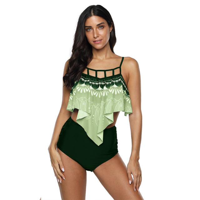 Women Super Size Tankinis Floral Printed Swimwear Plus Size Bikinis PQ2004A
