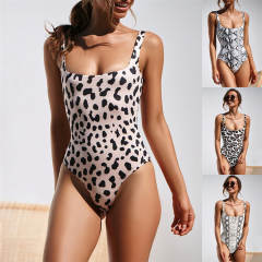 One Piece Vintage Swimwear Cheetah Bathing Suit Sexy Boa Monokinis PQ9050B