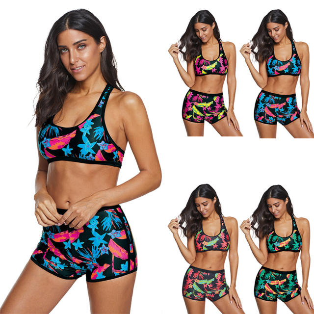 Super Size Swimwear Female Floral Color Padded Bikini PQ2030A
