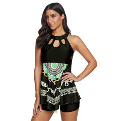 Super Size Beachwear Women Halter Tankinis Paisley Bathing Suits PQ2058B
