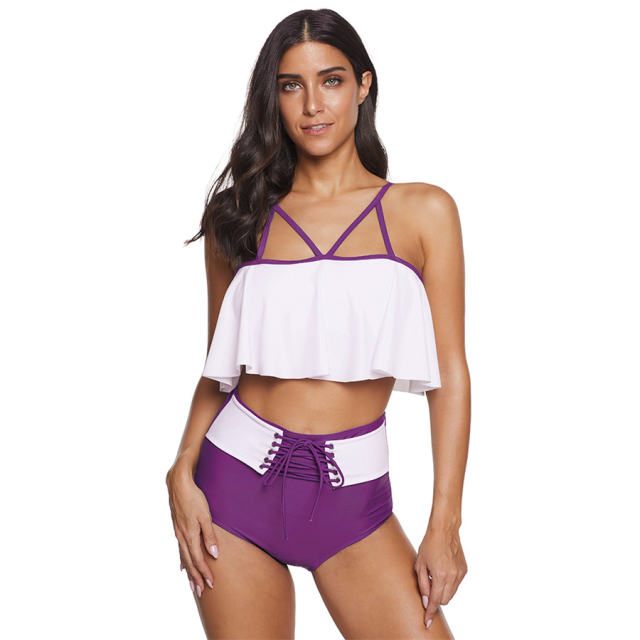 Women Super Size Tankinis Solid Color Swimwear Female Bathing Suits PQ2039A