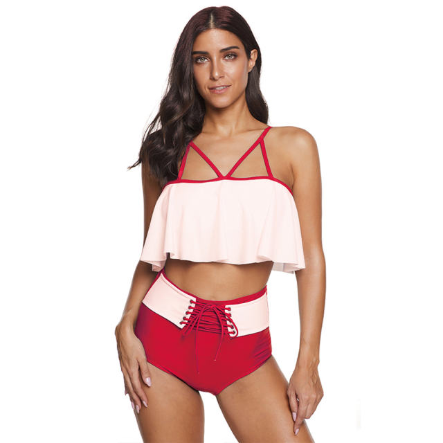 Women Super Size Tankinis Solid Color Swimwear Female Bathing Suits PQ2039A
