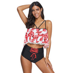 Super Size Beachwear Women High Waist Tankinis Female Bathing Suits PQ2050A