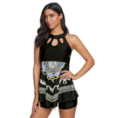 Dashiki Print Swimwear Women Halter Tankinis Super Size Beachwear PQ2058D