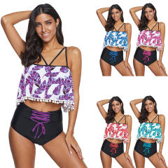 Super Size Beachwear Women High Waist Tankinis Female Bathing Suits PQ2050A