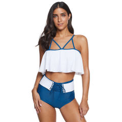 Women Super Size Tankinis Solid Color Swimwear Female Bathing Suits PQ2039A