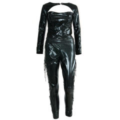 Sexy PVC Catwomen Costume Faux Leather Night Club Uniform PQCAT001