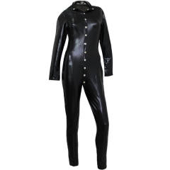 Sexy Faux Leather Catsuit for Women Night Club Wear PVC Jumpsuit PQYS42