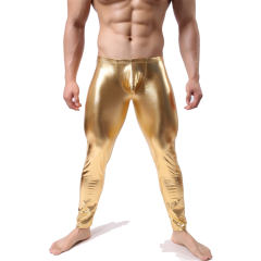 Sexy Faux Leather Trousers For Men Shiny PVC Night Club Pants PQ022D