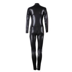 Sexy Cube Print Catsuit for Women Night Club Wear Faux Leather Jumpsuit PQ7155