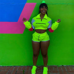 Reflective Tracksuit Leisure Sport Two Pieces Suits For Women PQ4070