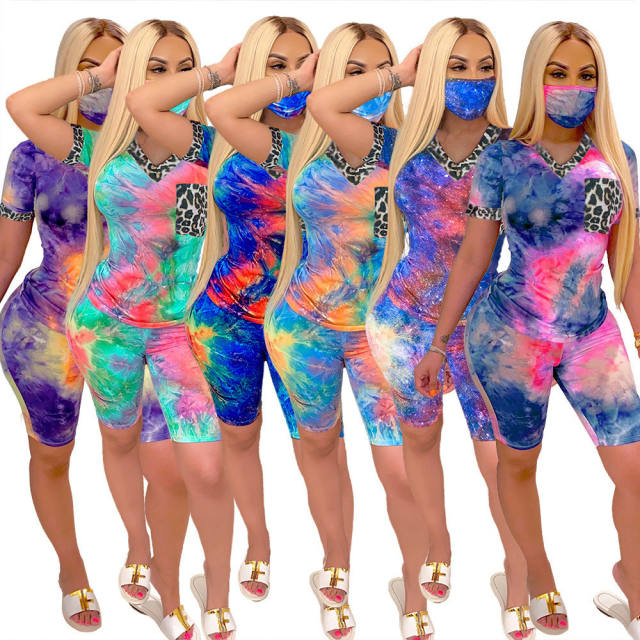 Tie-dyed Sweetheart Neck Sports Wear Casual Fashion Home Shorts PQ6096A