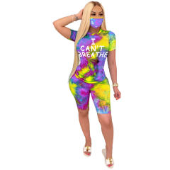 Fashion I CAN'T BREATHE Tops Casual Sports Shorts Two-piece Pants PQ6098A