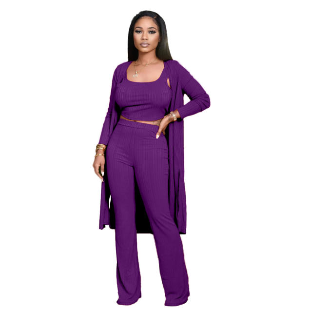 Autumn Casual Suit Fashion Pit Long Sleeve Cloak With Vest and Pants PQ4315A