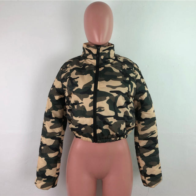 Women Camouflage Coat Printed Dyed Down Jacket Quilted Jacket PQ4552
