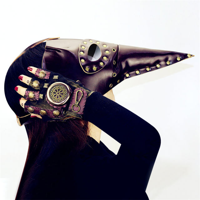 Steampunk Plague Doctor Bird Mask Faux Leather PU Halloween Bar Props PQHG095